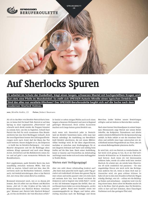 Hannoveraner Detektiv Kurtz im Spiesser-Magazin